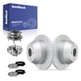 thumbnail image 1 of AutoShack Rear Solid Drilled & Slotted Coated Brake Rotors Silver Matte Finish + Ceramic Pads + Hub Bearing Assembly 8-PC Brake Kit Replacement for 2013 Hyundai Santa Fe XL TurboGuard 11.89" (302 mm), 1 of 5