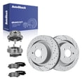 thumbnail image 1 of AutoShack Rear Vented Drilled & Slotted Coated Brake Rotors Silver Matte Finish + Ceramic Pads + Hub Bearing Assembly 8-PC Brake Kit Replacement for 2015-2017 Ford Mustang TurboGuard 12.99" (330 mm), 1 of 5