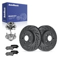 thumbnail image 1 of AutoShack Rear Vented Drilled & Slotted Coated Brake Rotors Black Matte Finish + Ceramic Pads + Hub Bearing Assembly 8-PC Brake Kit Replacement for 2010-2016 Buick LaCrosse BlackShield 12.4" (315 mm), 1 of 5