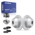 thumbnail image 1 of AutoShack Rear Brake Rotors, Ceramic Pads & Hub Bearing Assemblies for Kia, Sorento 2011-2015 - Coated Drilled & Slotted - Silver Matte Finish - TurboGuard - 11.89" (302 mm), 5-Lug, 1 of 5