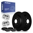 thumbnail image 1 of AutoShack Rear Drilled & Slotted Brake Rotors Premium Ceramic Brake Pads Calipers | Replacement for 2015-2019 Ford Explorer 2013-2016 Lincoln MKT | Black E-Coated | 8-PC Brake Kit | NightGuard, 1 of 3