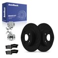 thumbnail image 1 of AutoShack Rear Solid Drilled & Slotted E-Coated Brake Rotors Black Finish + Premium Ceramic Pads + Calipers 8-PC Brake Kit Replacement for 2015 Honda Civic NightGuard 11.1" (282 mm), 1 of 5