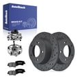 thumbnail image 1 of AutoShack Rear Solid Drilled & Slotted Coated Brake Rotors Black Matte Finish + Premium Ceramic Pads + Hub Bearing Assembly 8-PC Brake Kit Replacement for 2019 Kia Soul BlackShield 10.31" (261.9 mm), 1 of 5