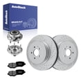 thumbnail image 1 of AutoShack Rear Vented Drilled & Slotted Coated Brake Rotors Silver Matte Finish + Premium Ceramic Pads + Hub Bearing Assembly 8-PC Brake Kit Replacement for 2012 Ford Flex TurboGuard 13.58" (345 mm), 1 of 5
