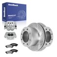 thumbnail image 1 of AutoShack Rear Vented Drilled & Slotted Silver Zinc Coated Brake Rotors + Ceramic Pads + Calipers 8-PC Brake Kit Replacement for 2008-2012 Ford F-250 Super Duty SilverShield Pro 13.39" (340 mm), 1 of 5