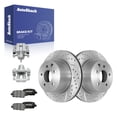 thumbnail image 1 of AutoShack Rear Vented Drilled & Slotted Silver Zinc Coated Brake Rotors + Ceramic Pads + Calipers 8-PC Brake Kit Replacement for 2004-2005 INFINITI G35 SilverShield Pro 12.11" (307.7 mm), 1 of 5