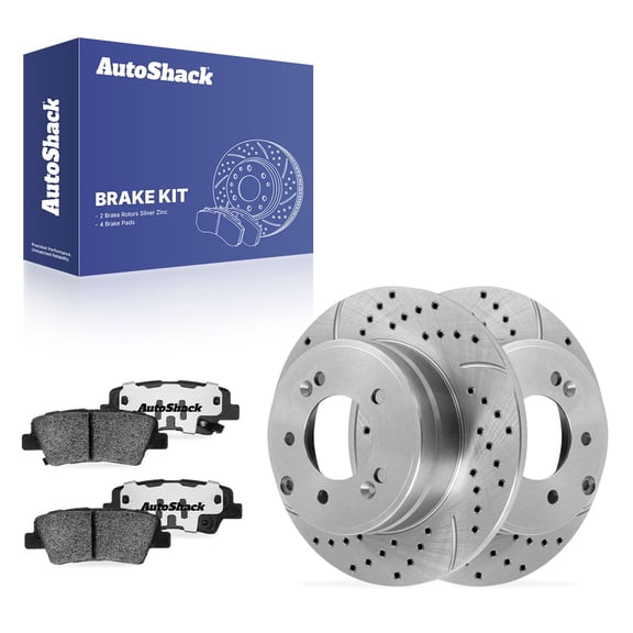 AutoShack Rear Solid Silver Zinc Coated Rotors 11.18" (284 mm) & Pads, Compatible with Hyundai Sonata 2011-2015 FWD 2.0L 2.4L