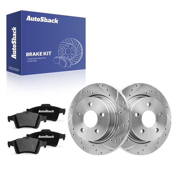 AutoShack Rear Solid Silver Zinc Coated Rotors 10.67" (271 mm) & Pads, Compatible with Ford Focus 2012-2018 FWD 2.0L