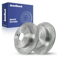 thumbnail image 1 of AutoShack Rear Brake Rotors for Nissan, Pathfinder 2005-2012, 4WD RWD V6 4.0L V8 5.6L - Silver Zinc Coated Drilled & Slotted - SilverShield Pro - 12.11" (307.6 mm), 6-Lug, 1 of 5