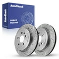 thumbnail image 1 of AutoShack Rear Vented Drilled & Slotted Silver Zinc Coated Brake Rotors 2-PC Set Replacement for 2010-2015 Chevrolet Camaro 2008-2014 Cadillac CTS SilverShield Pro 12.4" (315 mm), 1 of 5