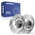 thumbnail image 1 of AutoShack Rear Vented Drilled & Slotted Silver Zinc Coated Brake Rotors 2-PC Set Replacement for 2010-2017 Chevrolet Equinox 2010-2017 GMC Terrain SilverShield Pro 11.93" (302.9 mm), 1 of 5