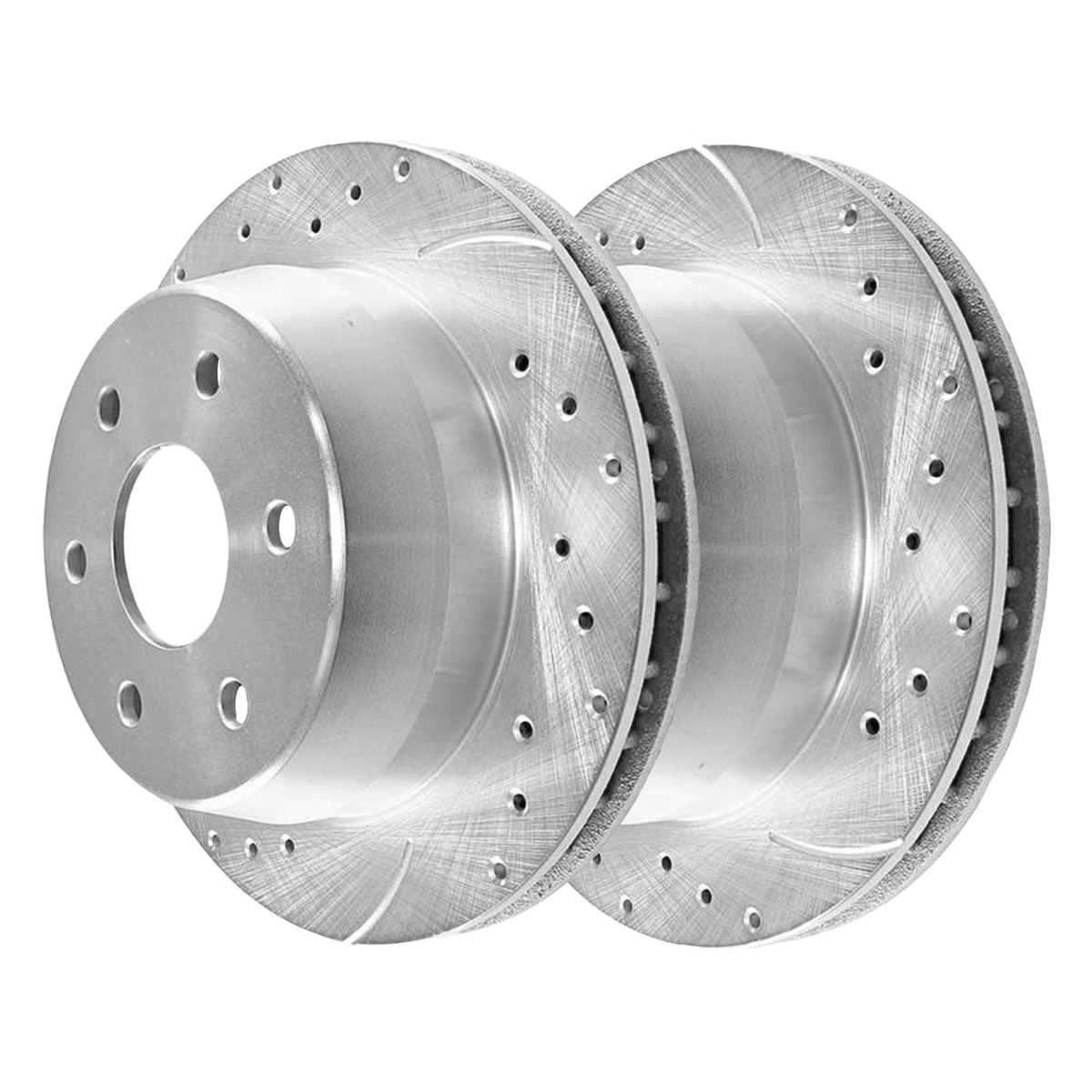 AutoShack Rear Drilled Slotted Brake Rotors Silver Pair of 2 Driver and