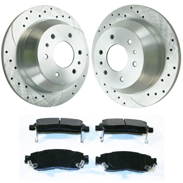 AutoShack Rear Drilled Slotted Brake Rotors Silver and Performance