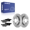 thumbnail image 1 of AutoShack Rear Solid Drilled & Slotted Silver Zinc Coated Brake Rotors + Premium Ceramic Pads 6-PC Brake Kit Replacement for 2005-2012 Mazda 3 2009-2010 Mazda 3 Sport SilverShield Pro 10.43" (265 mm), 1 of 5