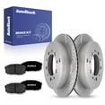 thumbnail image 1 of AutoShack Rear Drilled & Slotted Brake Rotors Premium Ceramic Brake Pads | Replacement for Lexus LX570 2007-2021 Toyota Tundra 2008-2022 Sequoia | Zinc Coated | 6-PC Brake Kit | SilverShield Pro, 1 of 6