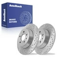thumbnail image 1 of AutoShack Rear Solid Drilled & Slotted Silver Zinc Coated Brake Rotors 2-PC Set Replacement for 2013-2020 Ford Fusion 2017-2019 Ford Escape 2015-2019 Lincoln MKC SilverShield Pro 12.44" (316 mm), 1 of 5