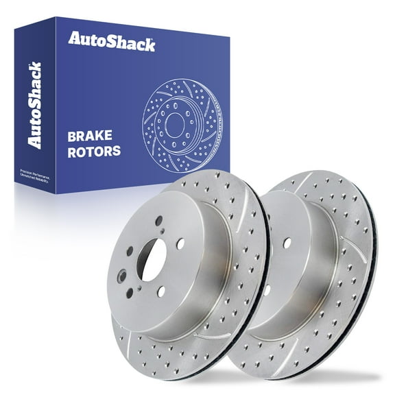 AutoShack Rear Brake Rotors for Lexus, IS250 2010-2015 IS350 2006-2015 GS350 2007-2011, AWD RWD V6 2.5L 3.5L - Silver Zinc Coated Drilled & Slotted - SilverShield Pro - 12.2" (310 mm), 5-Lug