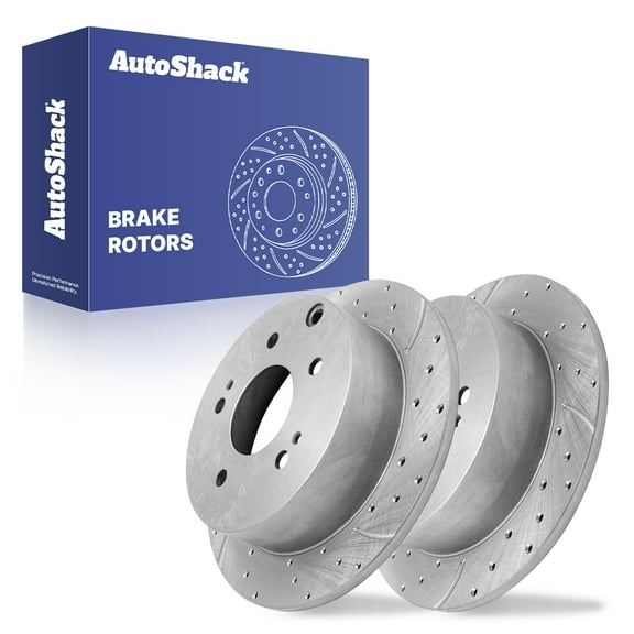 AutoShack 10.31" (261.9 mm) Rear Solid Drilled & Slotted Brake Rotors Coated | Replacement for 2006-2009 Mitsubishi Eclipse | Silver Zinc Coated | 2-PC Set | SilverShield Pro
