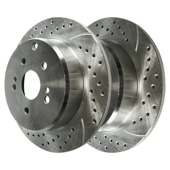 AutoShack Rear Drilled & Slotted Brake Rotors | Replacement for 2010-2013 Kia Soul Forte Koup 2012-2013 Forte5 1.6L 2.0L 2.4L FWD | Zinc Coated | 2-PC Set | SilverShield Pro