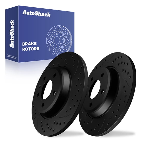 AutoShack Rear Brake Rotors for Audi, A4 Quattro 2009-2025 Q5 2009-2017 A4 2009-2020, FWD AWD L4 2.0L V6 3.2L - E-Coated Drilled & Slotted - Black Finish - NightGuard - 11.81" (299.9 mm), 5-Lug