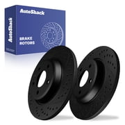 AutoShack Rear Brake Rotors for Audi, A4 Quattro 2009-2025 Q5 2009-2017 A4 2009-2020, FWD AWD L4 2.0L V6 3.2L - E-Coated Drilled & Slotted - Black Finish - NightGuard - 11.81" 299.9 mm, 5-Lug