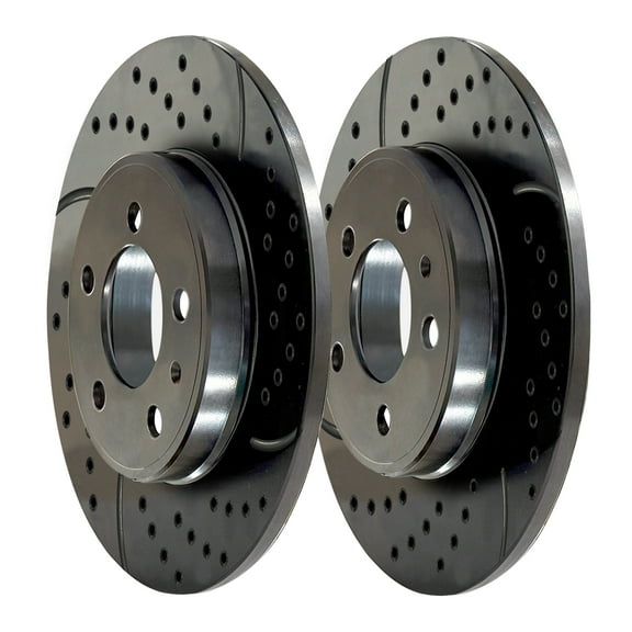 AutoShack Pair of 2 Rear NightGuard Coated Drilled Slotted Black Brake Rotor Driver and Passenger Side Replacement for Audi Q5 A4 allroad A4 Quattro A5 Sportback A5 Quattro A6 Quattro V6 PR44405DSBPR