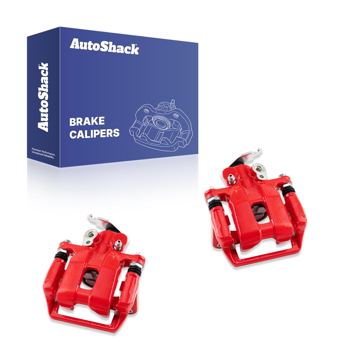 AutoShack Rear Red Brake Calipers for Honda & Acura, Accord 2008-2012 TSX 2009-2014, FWD L4 2.4L V6 3.5L, Left and Right, Pair