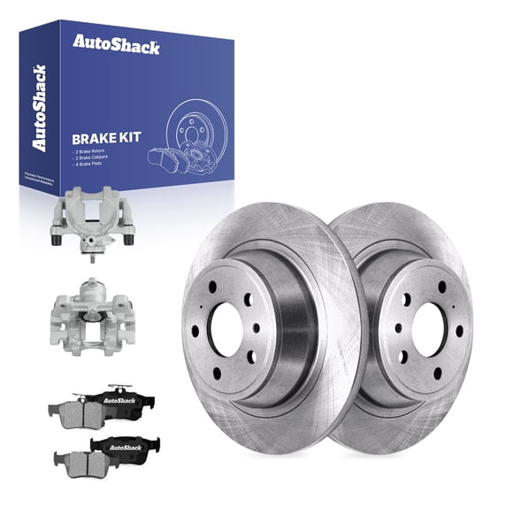 AutoShack Rear Brake Rotors, Ceramic Pads & Calipers for Ford, Fusion 2013-2020, AWD FWD L4 1.5L 2.0L 2.5L - 11.88" (301.8 mm), 5-Lug