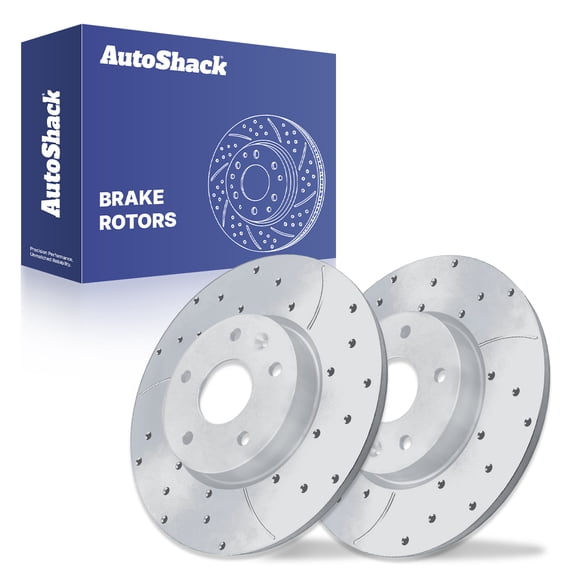 AutoShack Rear Brake Rotors for Chevrolet, Cruze 2011-2015 Trax 2013-2022, FWD AWD L4 1.4L 2.0L - Coated Drilled & Slotted - Silver Matte Finish - TurboGuard - 10.55" (268 mm), 5-Lug
