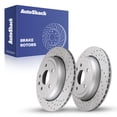 thumbnail image 1 of AutoShack Rear Brake Rotors for Jeep, Grand Cherokee 2011-2021, AWD RWD V6 3.0L 3.6L V8 5.7L 6.2L 6.4L - Coated Drilled & Slotted - Silver Matte Finish - TurboGuard - 12.99" (330 mm), 5-Lug, 1 of 5