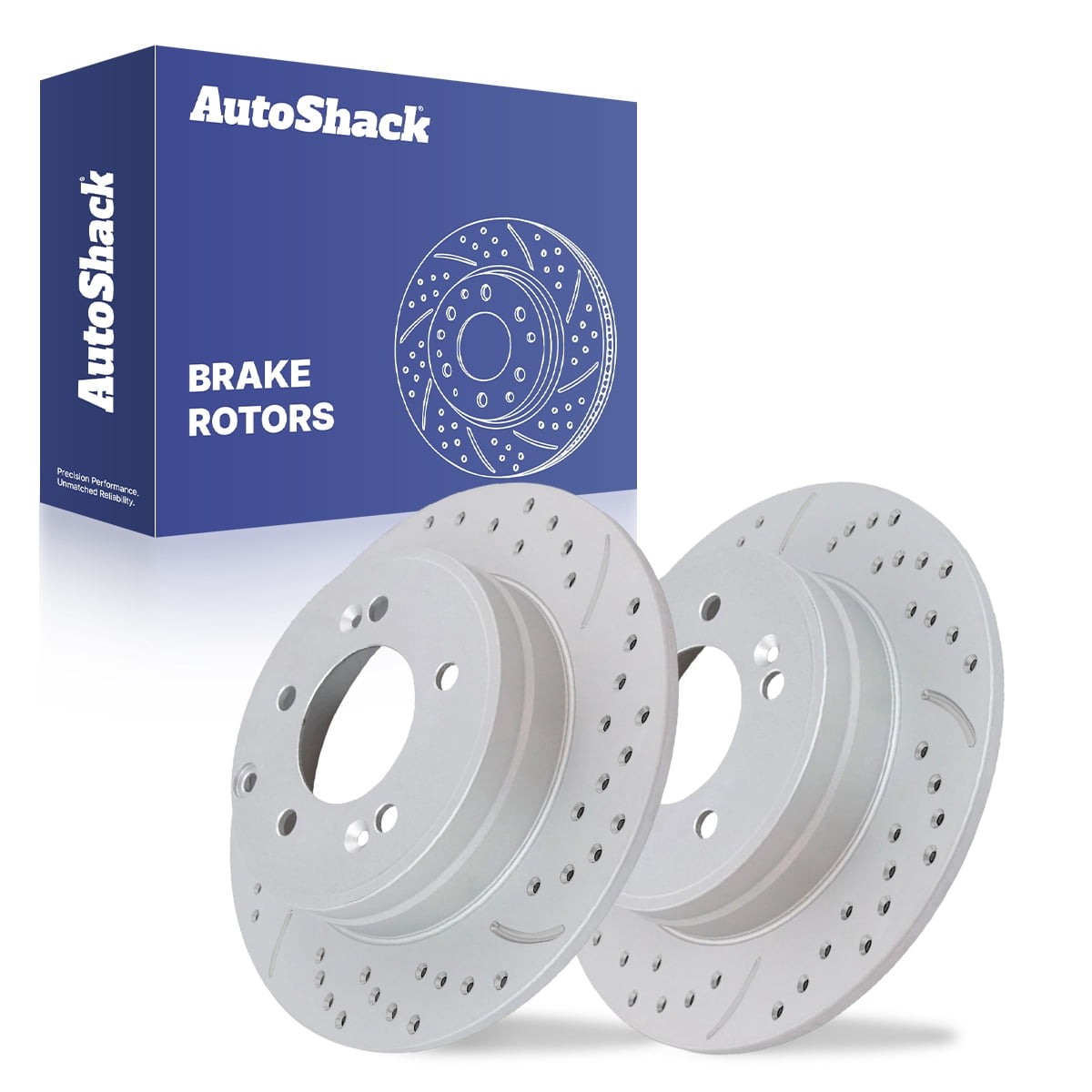 AutoShack 11.18" (284 mm) Rear Solid Drilled & Slotted Brake Rotors Coated | Replacement for 2011-2019 Hyundai Sonata 2011-2020 Kia Optima | Silver Matte Finish | 2-PC Set | TurboGuard