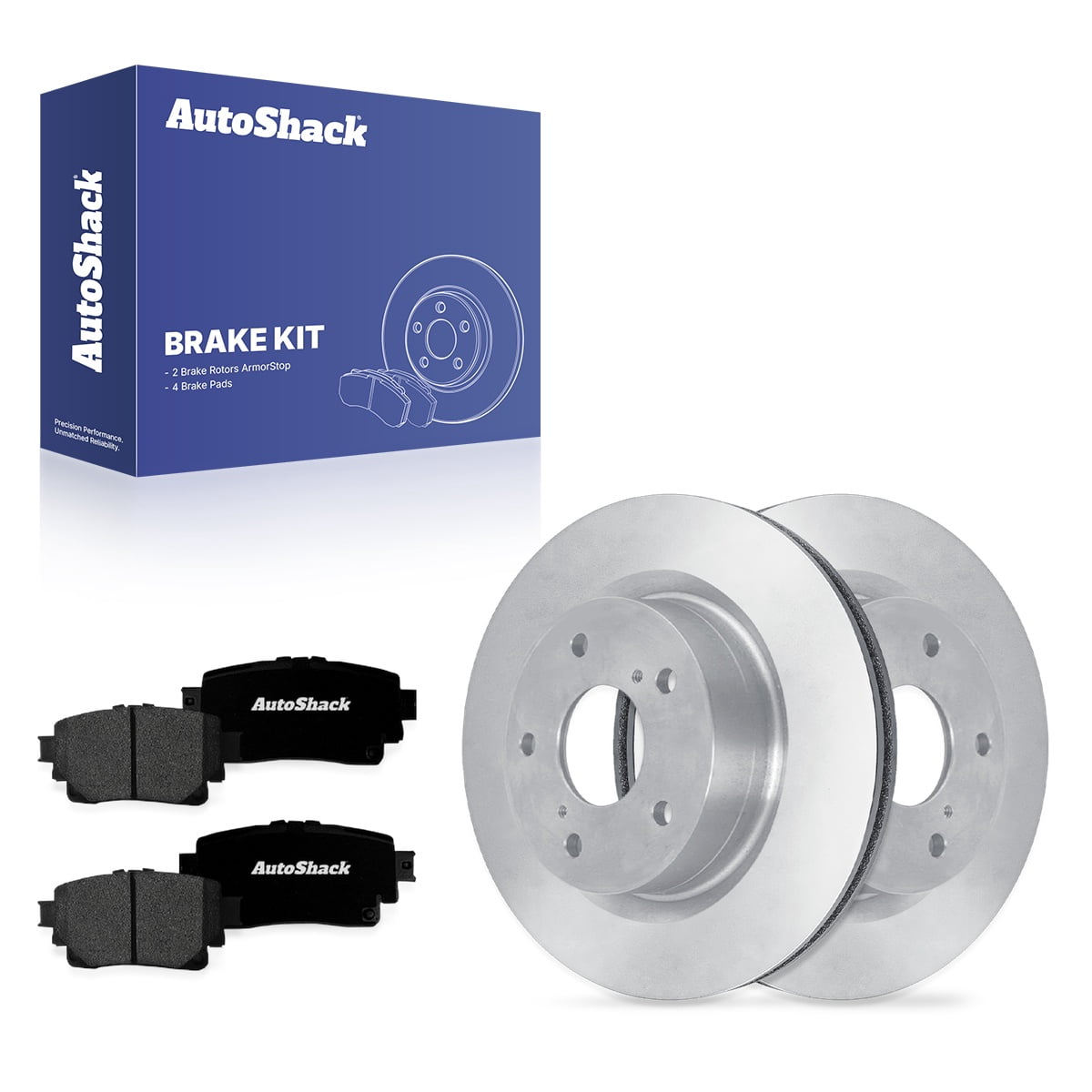 AutoShack Rear Vented Coated Brake Rotors + Premium Ceramic Pads 6-PC ...
