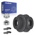 thumbnail image 1 of AutoShack Rear Vented Drilled & Slotted Coated Brake Rotors Black Matte Finish + Ceramic Pads + Calipers 8-PC Brake Kit Replacement for 2004 GMC Sierra 1500 BlackShield 12.99" (330 mm), 1 of 5