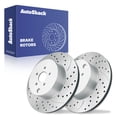 thumbnail image 1 of AutoShack Rear Brake Rotors for Nissan, Maxima 2009-2014, 2016-2023, FWD V6 3.5L - Coated Drilled & Slotted - Silver Matte Finish - TurboGuard - 12.11" (307.7 mm), 5-Lug, 1 of 4