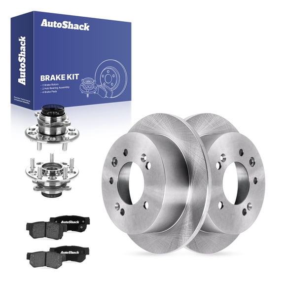 AutoShack Rear Solid Brake Rotors 10.31" (261.9 mm), Pads & Hub Assembly, Compatible with Hyundai Elantra 2007-2010 FWD 2.0L