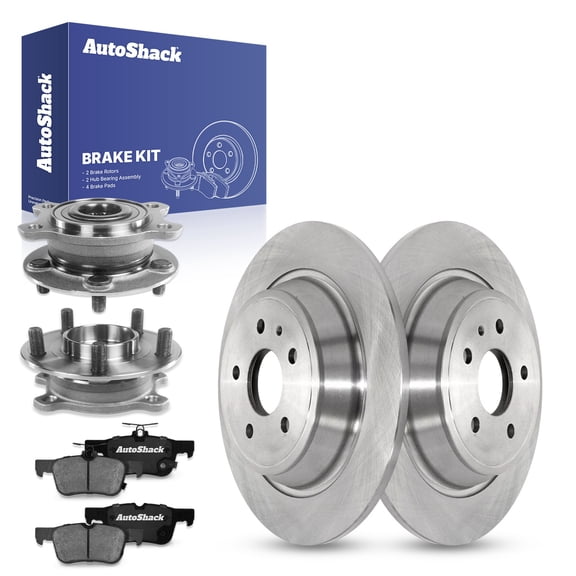AutoShack Rear Brake Rotors Ceramic Brake Pads Wheel Bearing Hub Assembly | Replacement for 2017-2019 Ford Escape 2015-2019 Lincoln MKC 1.5L 2.0L 2.3L AWD FWD | 8-PC Brake Kit