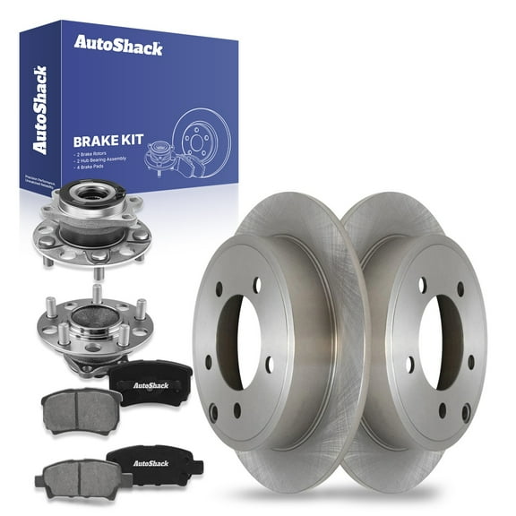 AutoShack Rear Brake Rotors Premium Ceramic Brake Pads Wheel Bearing Hub Assembly | Replacement for 2007-2017 Jeep Patriot Compass 2007-2008 Dodge Caliber 2.0L 2.4L 4WD AWD | 8-PC Brake Kit