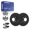 thumbnail image 1 of AutoShack Rear Solid Drilled & Slotted E-Coated Brake Rotors Black Finish + Ceramic Pads + Hub Bearing Assembly 8-PC Brake Kit Replacement for 2006-2012 Ford Fusion NightGuard 11" (279.5 mm), 1 of 5