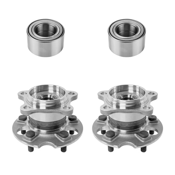 AutoShack Rear Wheel Bearings and Front Wheel Bearing Hub Assembly 5 Lugs without ABS Set Replacement for Toyota Venza Highlander Lexus RX330 2006-2008 RX400h 2007-2009 RX350 V6 AWD HUB030400589