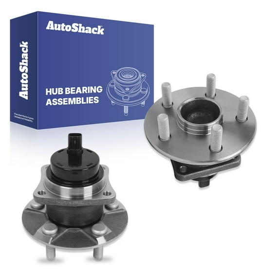 AutoShack Rear Wheel Hub Bearing Assemblies - Driver and Passenger Side for Toyota, Corolla 2003-2008 Prius 2004-2009 Matrix 2003-2008, FWD L4 1.5L 1.8L - 5-Lug, With ABS