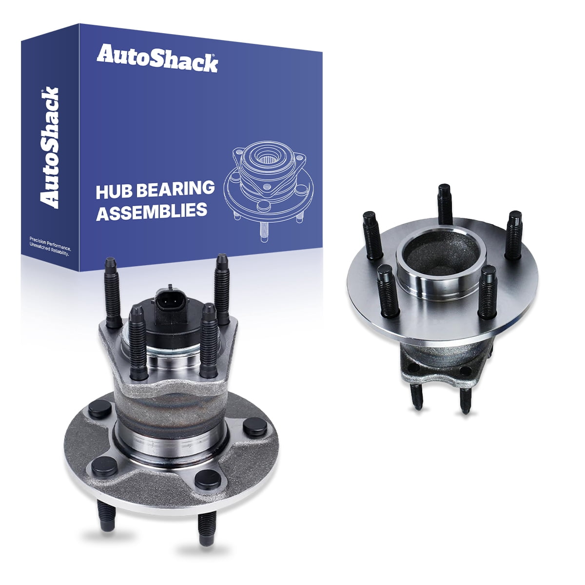 AutoShack Rear Wheel Hub Bearing Assemblies - Driver and Passenger Side for Chevrolet & Pontiac, Malibu 2004-2012 G6 2005-2010, FWD L4 2.2L 2.4L V6 3.5L 3.6L 3.9L - 5-Lug, With ABS