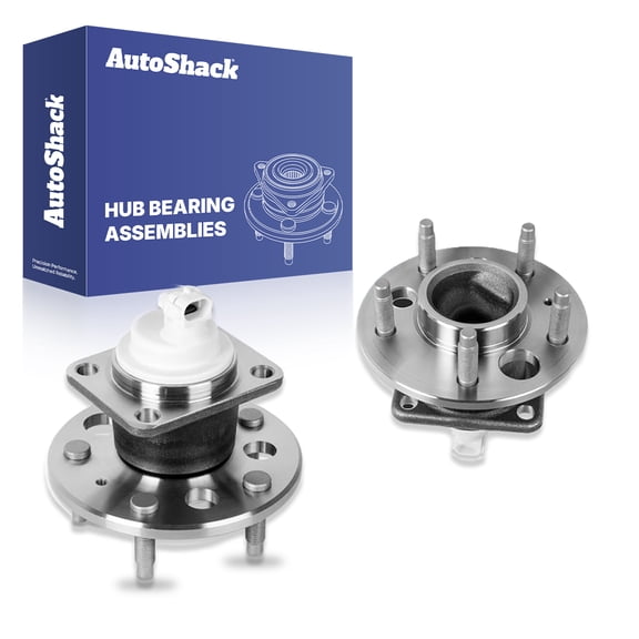AutoShack Rear Wheel Hub Bearing Assemblies - Driver and Passenger Side for Chevrolet & Pontiac, Impala 2000-2013 Grand Prix 1997-2008, FWD V6 3.1L 3.4L 3.5L 3.6L 3.8L 3.9L V8 5.3L - 5-Lug, With ABS