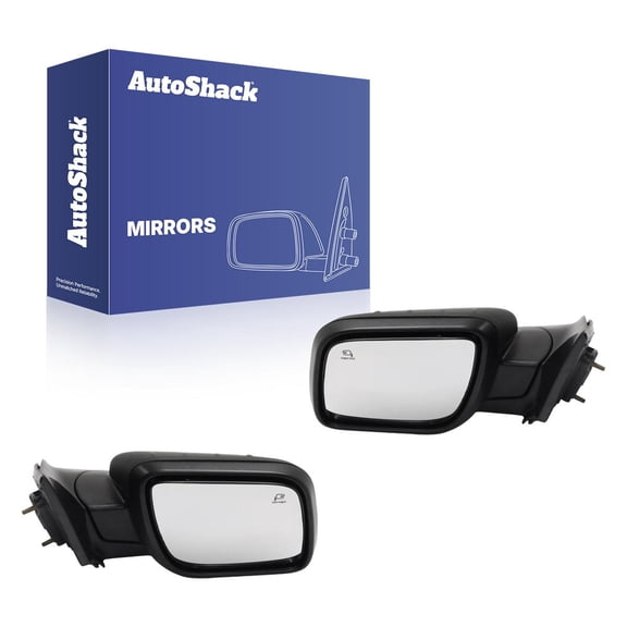 AutoShack Side View Mirrors Power Heated Black for Ford, Explorer 2016-2019, L4 2.3L V6 3.5L, Driver and Passenger Side