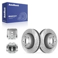 thumbnail image 1 of AutoShack Front Vented Drilled & Slotted Silver Zinc Coated Brake Rotors + Calipers 4-PC Brake Kit Replacement for 2005-2010 Jeep Grand Cherokee SilverShield Pro 12.91" (328 mm), 1 of 5
