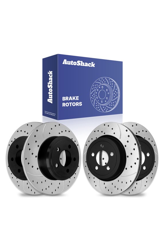 Front & Rear Brake Rotors for Dodge, Charger 2010, 2012-2013, 2021-2023 Challenger 2012-2013, 2018, 2022, RWD AWD V6 3.5L 3.6L V8 5.7L 6.2L 6.4L - E-Coated Drilled & Slotted - ShadowGuard