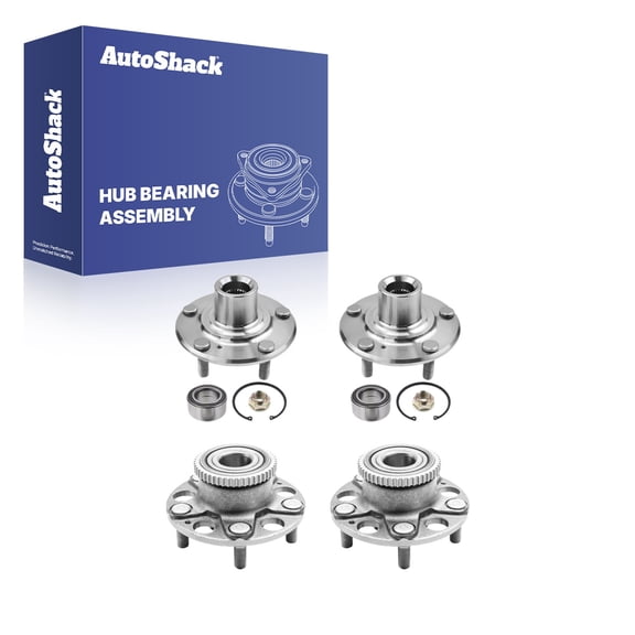 AutoShack Front and Rear Wheel Hub Bearing Assemblies & Hub Repair Kit- Driver and Passenger Side for Honda & Acura, Accord 2003-2007 TL 2004-2008, FWD L4 2.4L V6 3.0L 3.2L 3.5L - 5-Lug, Without ABS