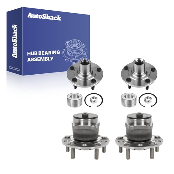 AutoShack Front and Rear Wheel Hub Bearing Assemblies & Hub Repair Kit- Driver and Passenger Side for Jeep & Dodge, Patriot 2007-2013 Caliber 2007-2012, FWD L4 1.8L 2.0L 2.4L - 5-Lug, Without ABS