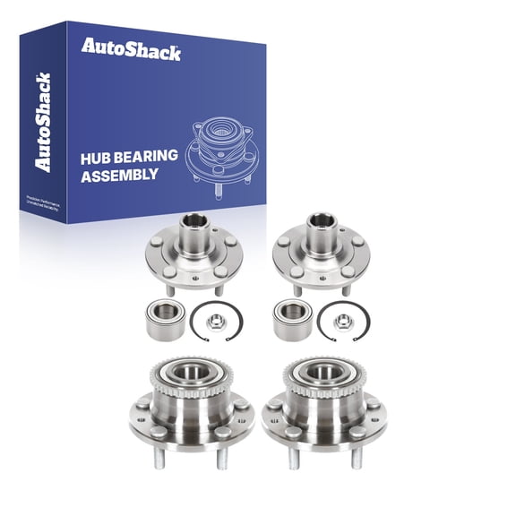 AutoShack Front and Rear Wheel Hub Bearing Assemblies & Hub Repair Kit- Driver and Passenger Side for Ford, Fusion 2006-2012, FWD L4 2.3L 2.5L V6 3.0L 3.5L - 5-Lug, Without ABS