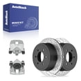 thumbnail image 1 of AutoShack Rear Vented Drilled & Slotted E-Coated Brake Rotors + Calipers 4-PC Brake Kit Replacement for 2004-2011 Ford F-150 2006-2008 Lincoln Mark LT ShadowGuard 13.66" (347 mm), 1 of 5