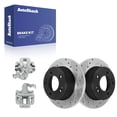 thumbnail image 1 of AutoShack Rear Solid Drilled & Slotted E-Coated Brake Rotors + Calipers 4-PC Brake Kit Replacement for 2011-2016 Hyundai Elantra 2013-2014 Hyundai Elantra Coupe ShadowGuard 10.31" (261.9 mm), 1 of 5